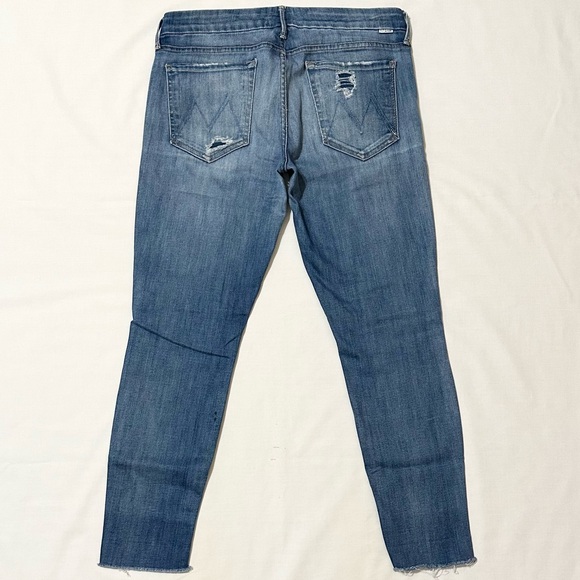MOTHER - Looker Ankle Fray - Wicked and Wild - Distressed Blue Denim Jeans - 30 - Picture 10 of 16